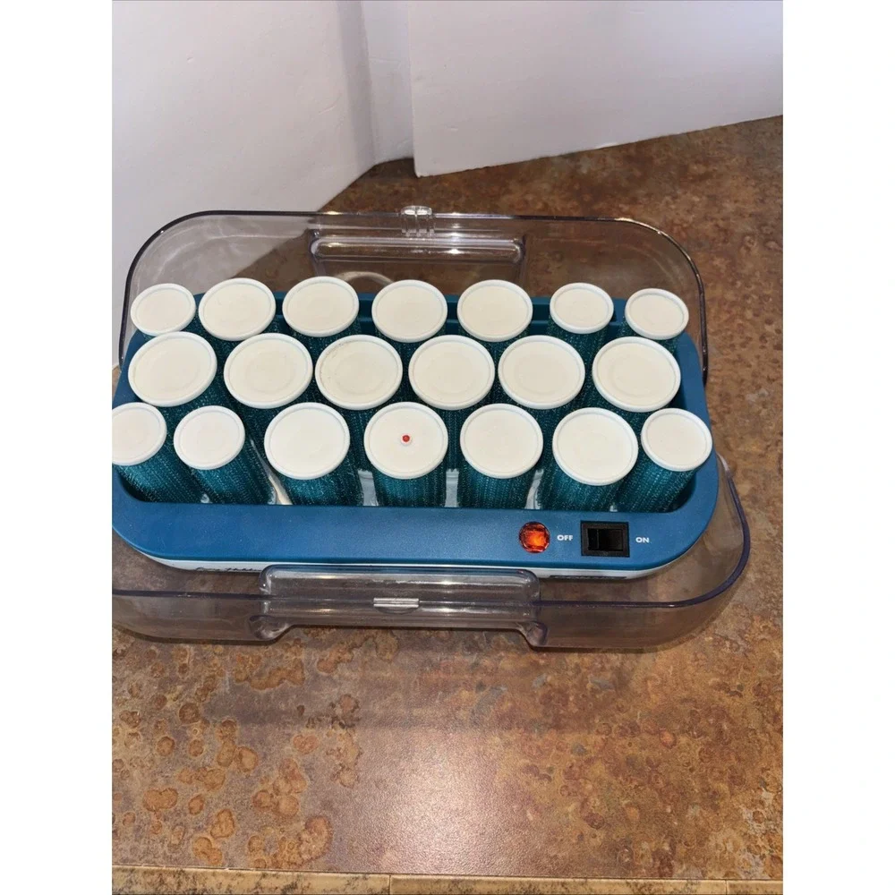 CONAIR EASY HOLDING HAIRSETTER 20 EASY GRIP HOT ROLLERS CURLERS + 17 CLIPS